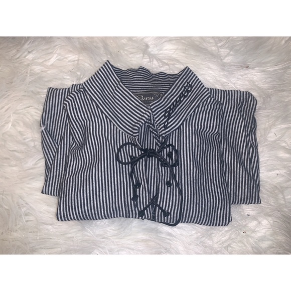 Guess backless lace up front tie long sleeve top - Picture 2 of 6